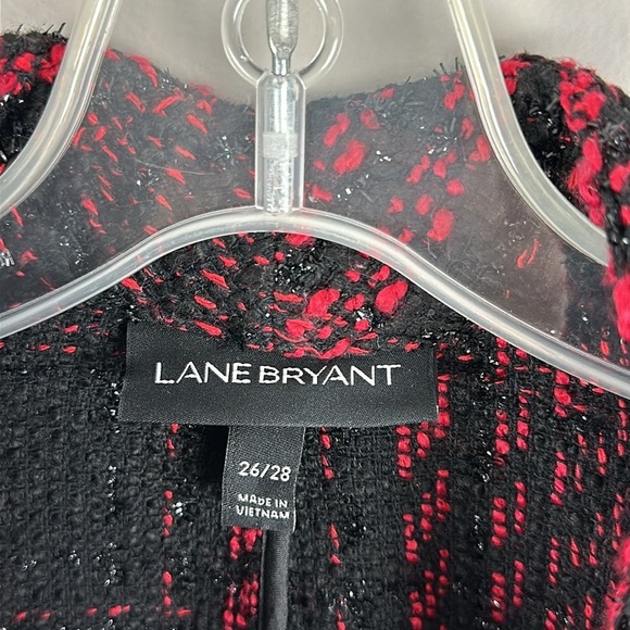 Lane Bryant Tweed Shimmer Blazer Plaid Jacket Boucle Red Size 26/28 - Picture 7 of 16